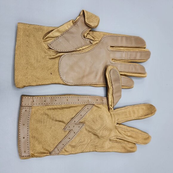 Faux Leather Gloves Black & Yellow Stretchy Lot of 2 Wrist Length Vtg - Picture 9 of 12